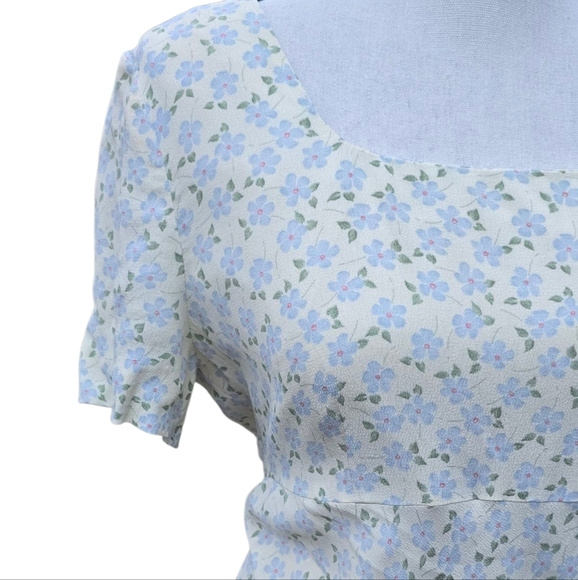 Donna Ricco 90s Y2K Floral Butter Yellow Cottagecore Mini Dress M - Picture 6 of 11